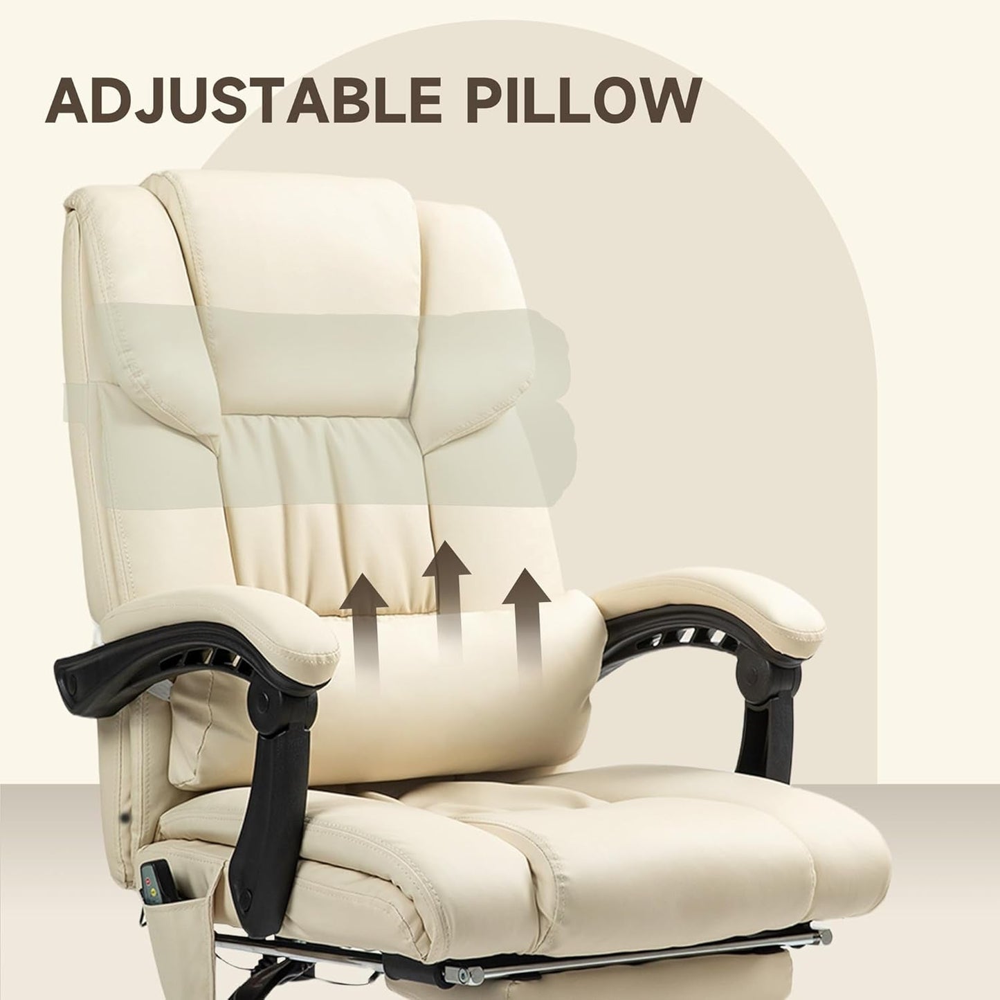 High Back Massage Office Chair with 6 Vibration Points, PU Leather