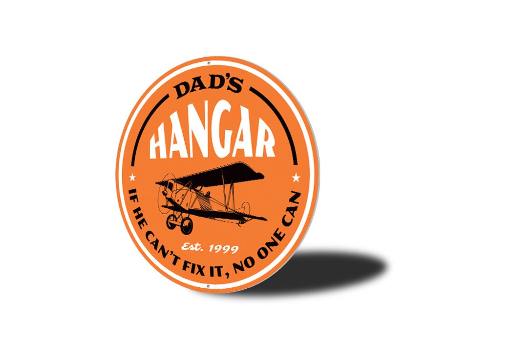 Dad's Hangar Est Year Aviation Sign