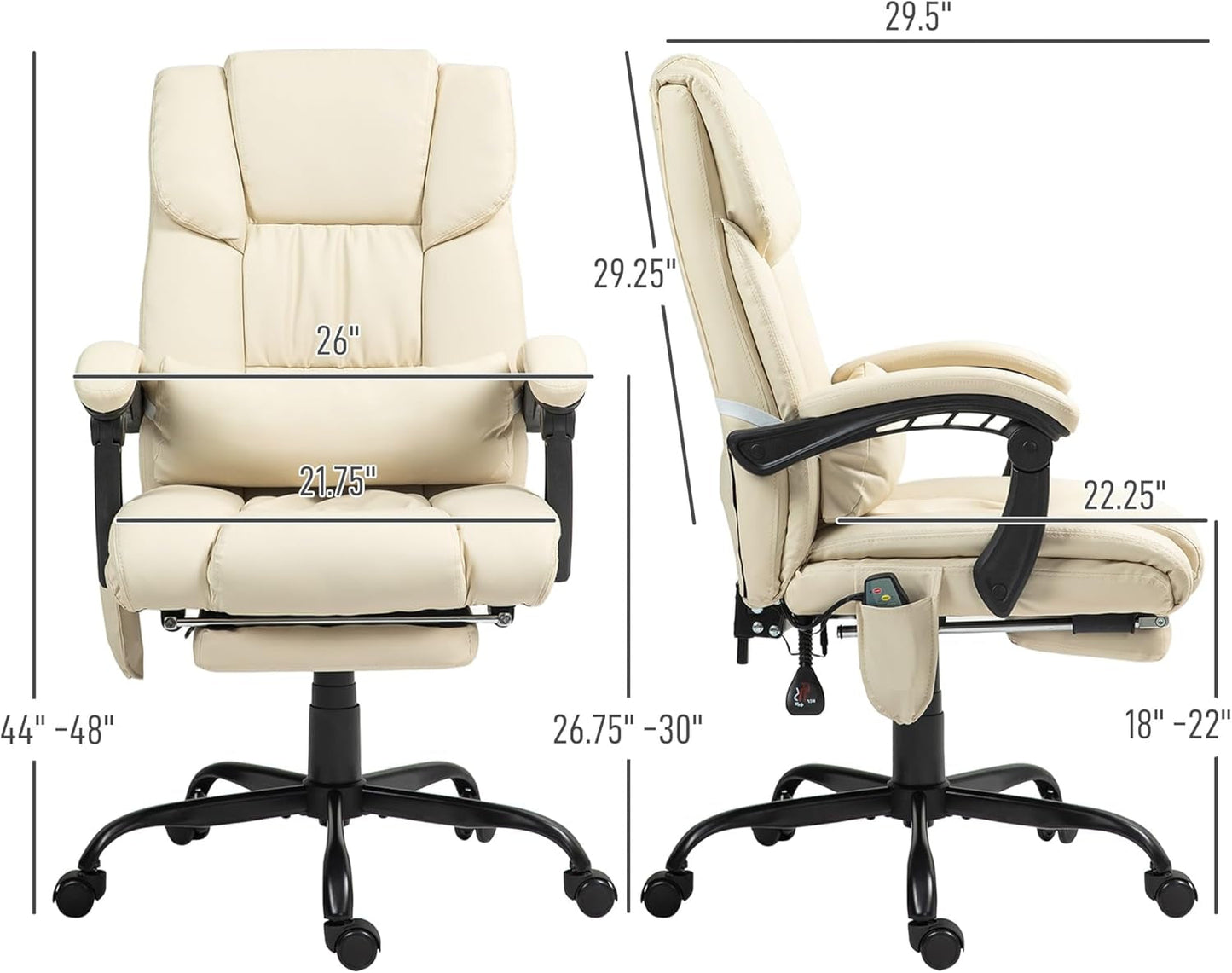 High Back Massage Office Chair with 6 Vibration Points, PU Leather