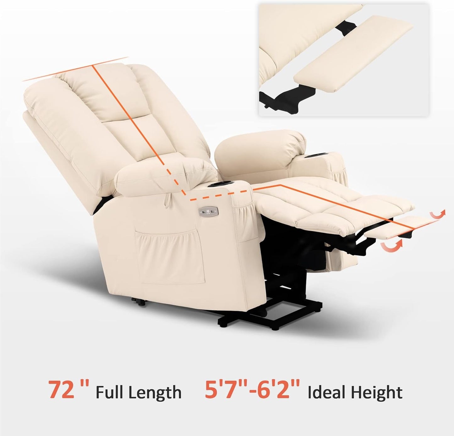 Large Power Lift Recliner Chair Sofa with Massage and Heat for Big and