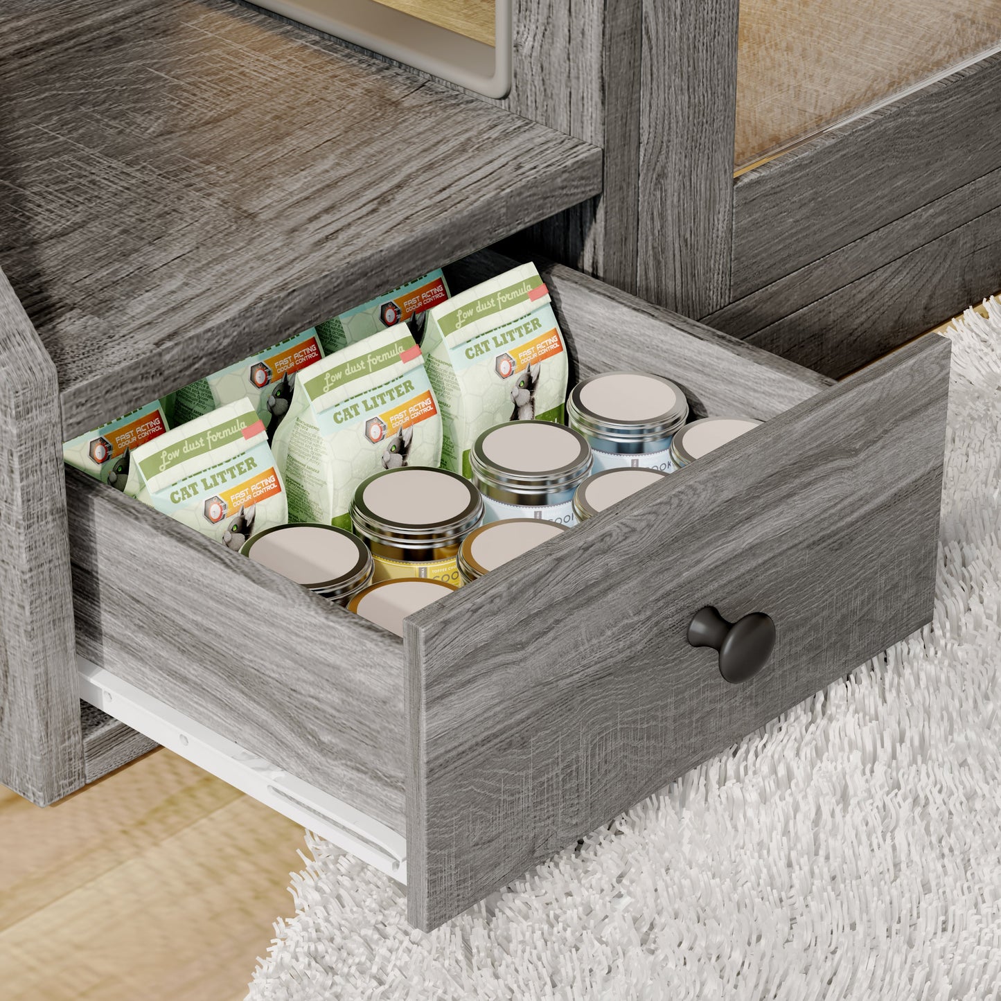 Cat Litter Box Enclosure with Light , Hidden Litter Box Furniture