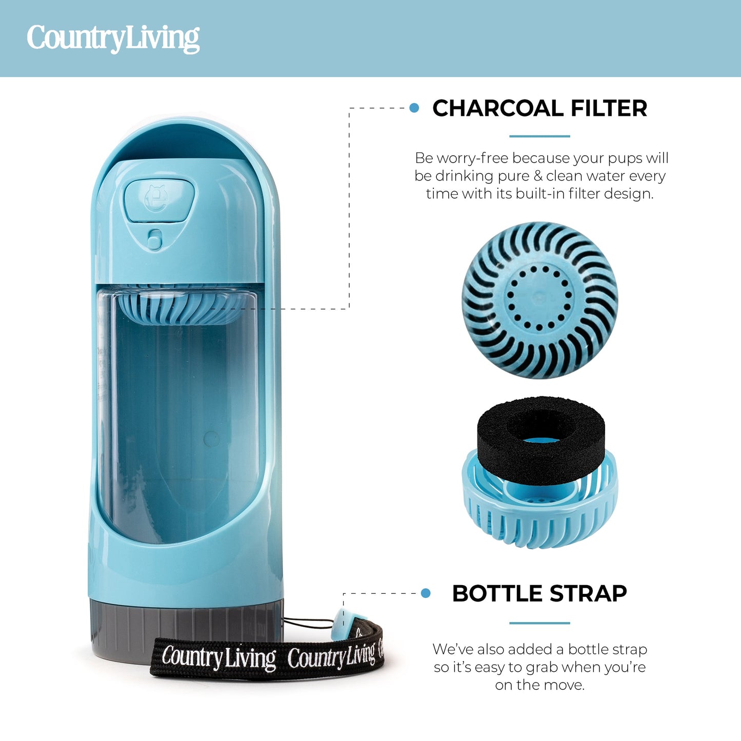 π§ Portable Dog Water Bottle β Leak-Proof, Foldable & Charcoal Filter