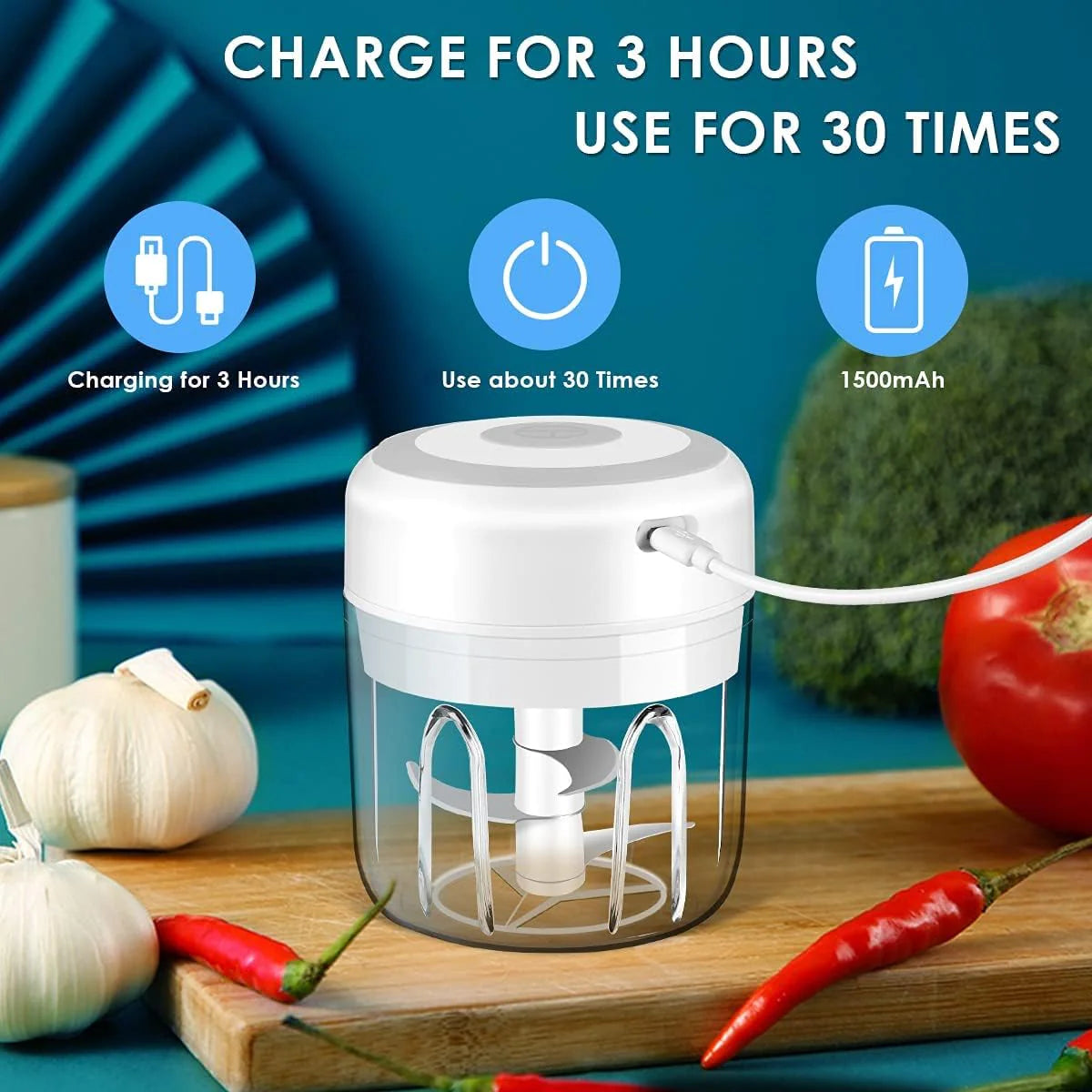 Compact Electric Garlic Chopper 300ML