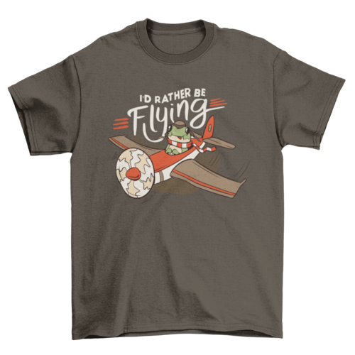 Frog pilot animal on airplane t-shirt