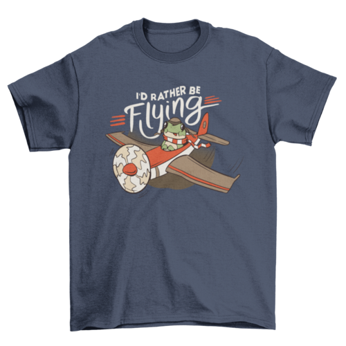 Frog pilot animal on airplane t-shirt