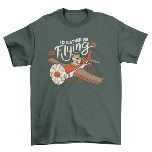 Frog pilot animal on airplane t-shirt