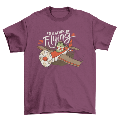 Frog pilot animal on airplane t-shirt