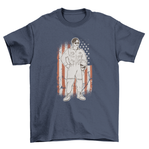Pilot with American flag t-shirt