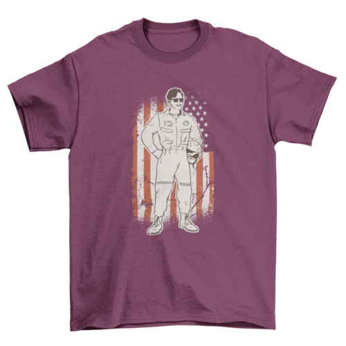 Pilot with American flag t-shirt