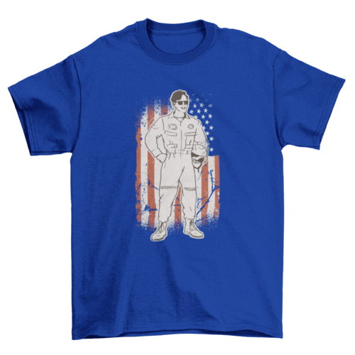 Pilot with American flag t-shirt