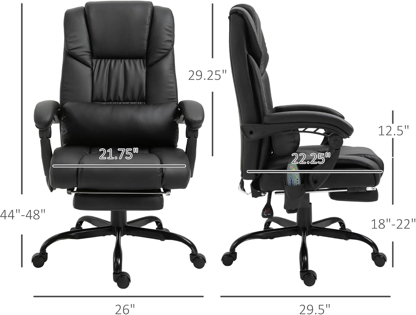 High Back Massage Office Chair with 6 Vibration Points, PU Leather