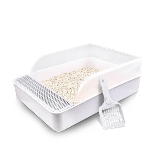 Sleek And Stylish Large Semi-Enclosed Plastic Cat Litter Box