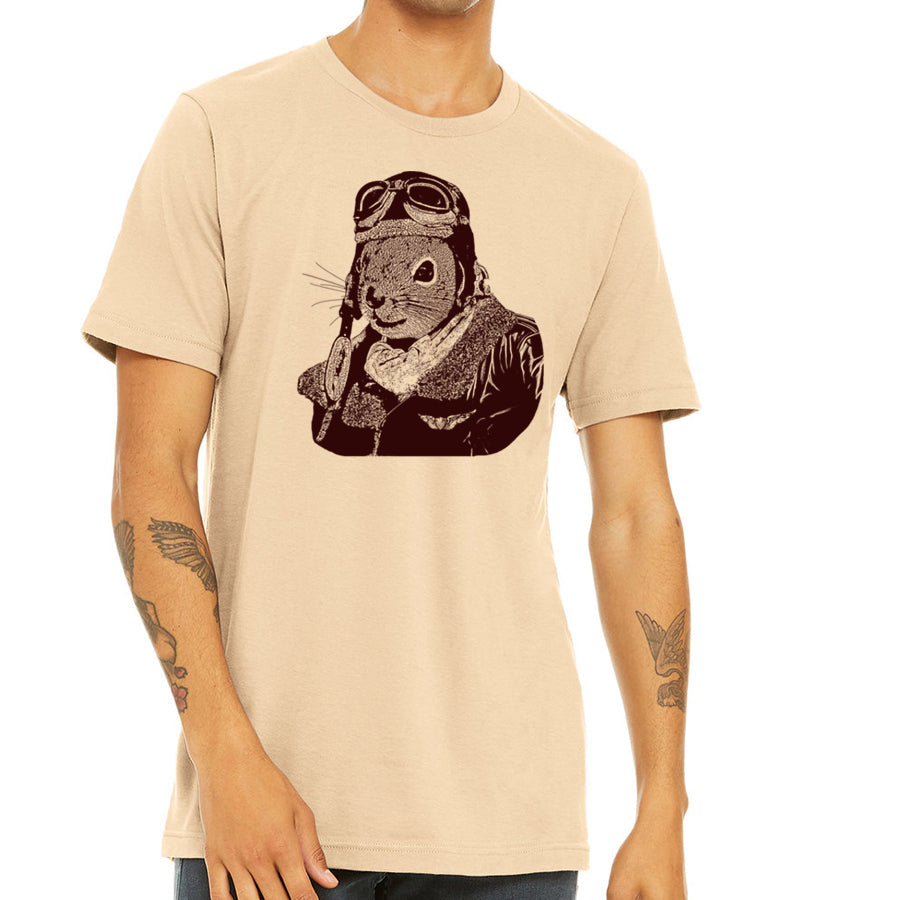 Flying Squirrel Pilot T-shirt, Funny Animal Design, Vintage Aviation