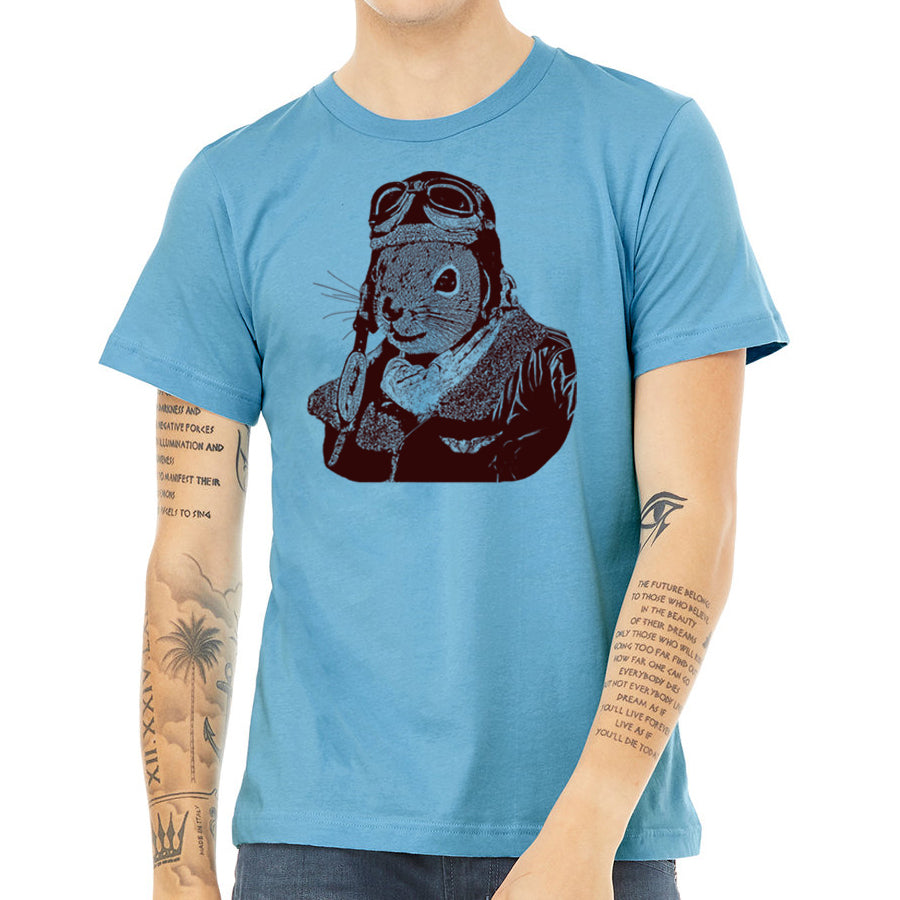 Flying Squirrel Pilot T-shirt, Funny Animal Design, Vintage Aviation