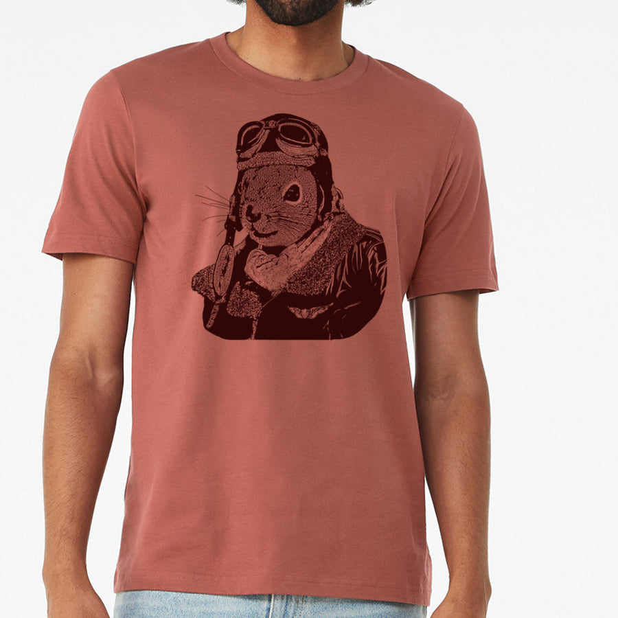 Flying Squirrel Pilot T-shirt, Funny Animal Design, Vintage Aviation