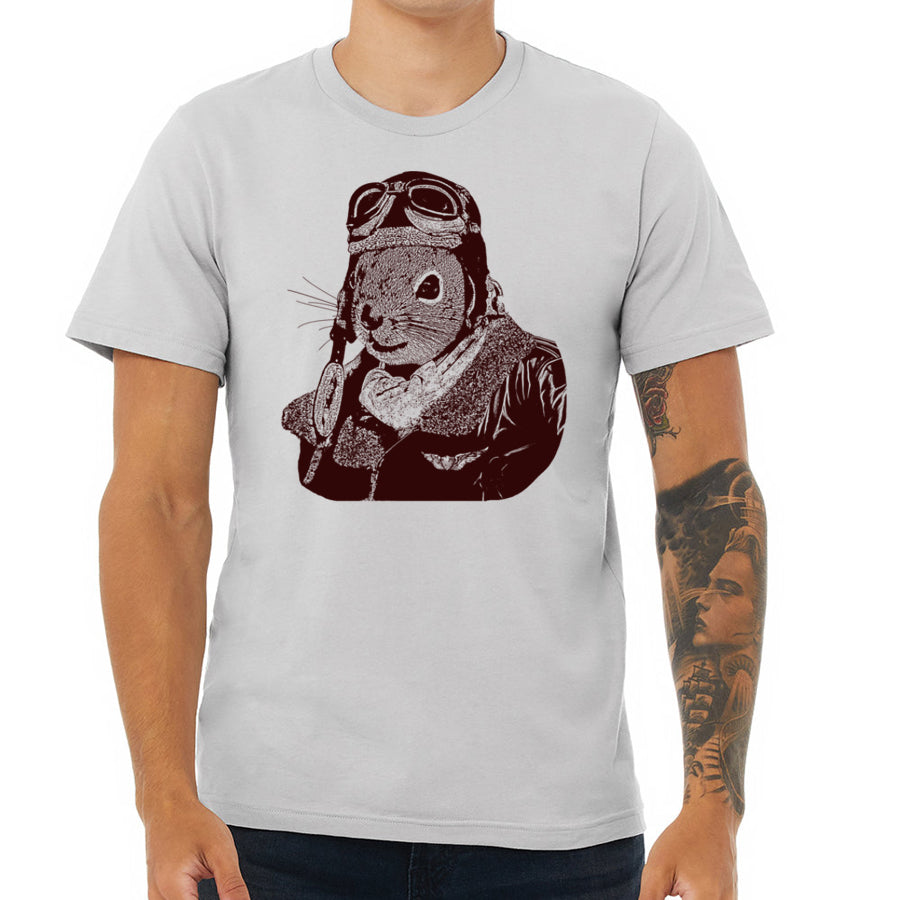 Flying Squirrel Pilot T-shirt, Funny Animal Design, Vintage Aviation