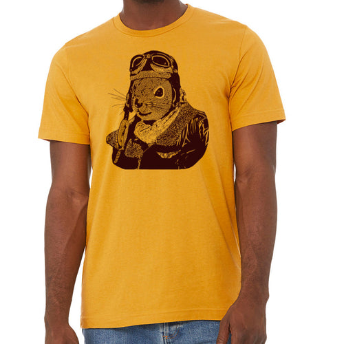 Flying Squirrel Pilot T-shirt, Funny Animal Design, Vintage Aviation