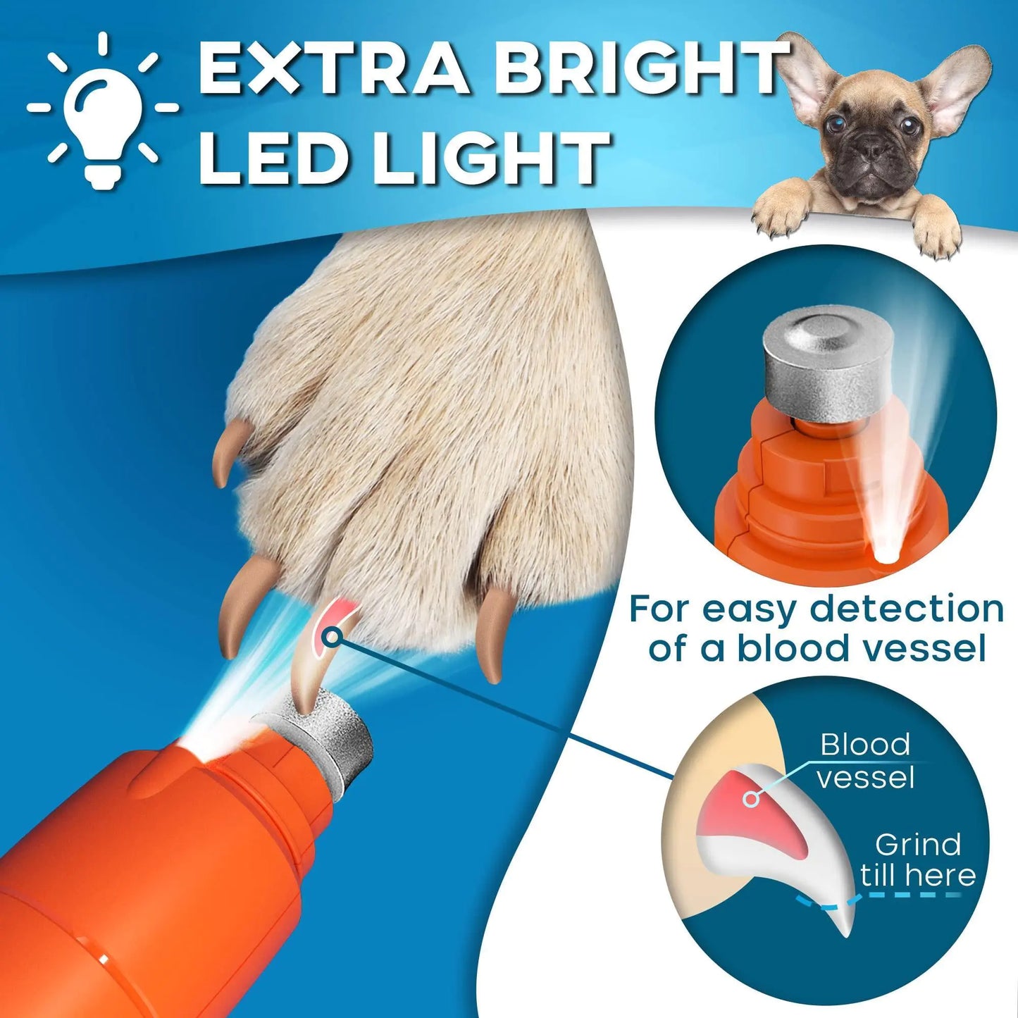 LED-Lit Pet Nail Groomer - Rechargeable
