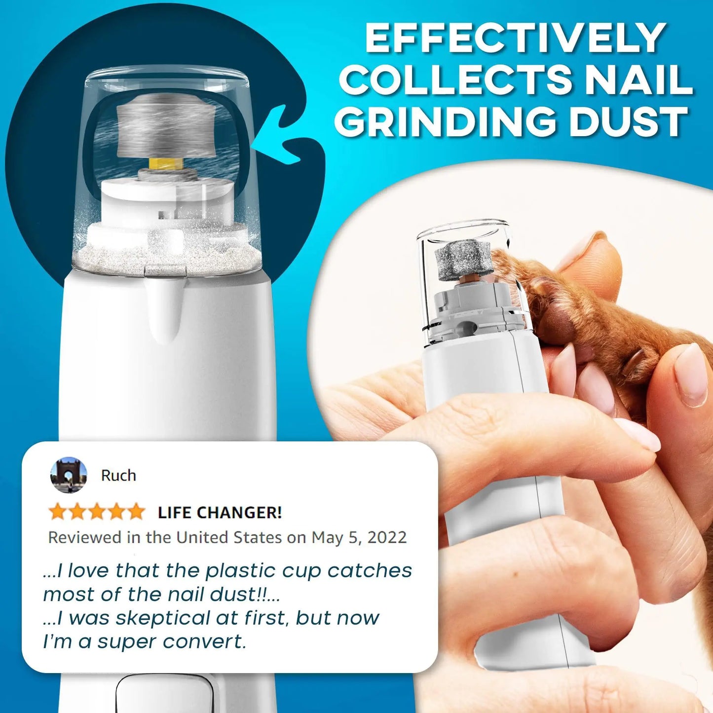 LED-Lit Pet Nail Groomer - Rechargeable