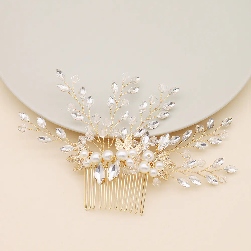 Handmade Pearl Hair Accessory with Sparkling Rhinestones