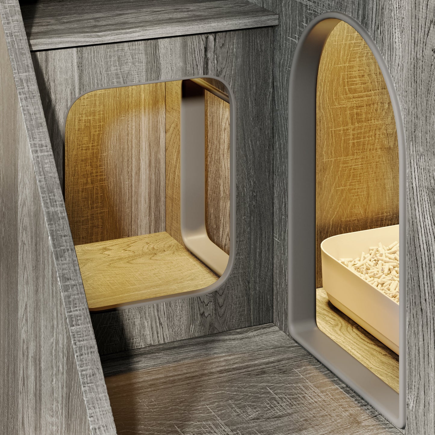 Cat Litter Box Enclosure with  Light , Hidden Litter Box Furniture