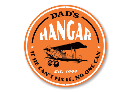 Dad's Hangar Est Year Aviation Sign