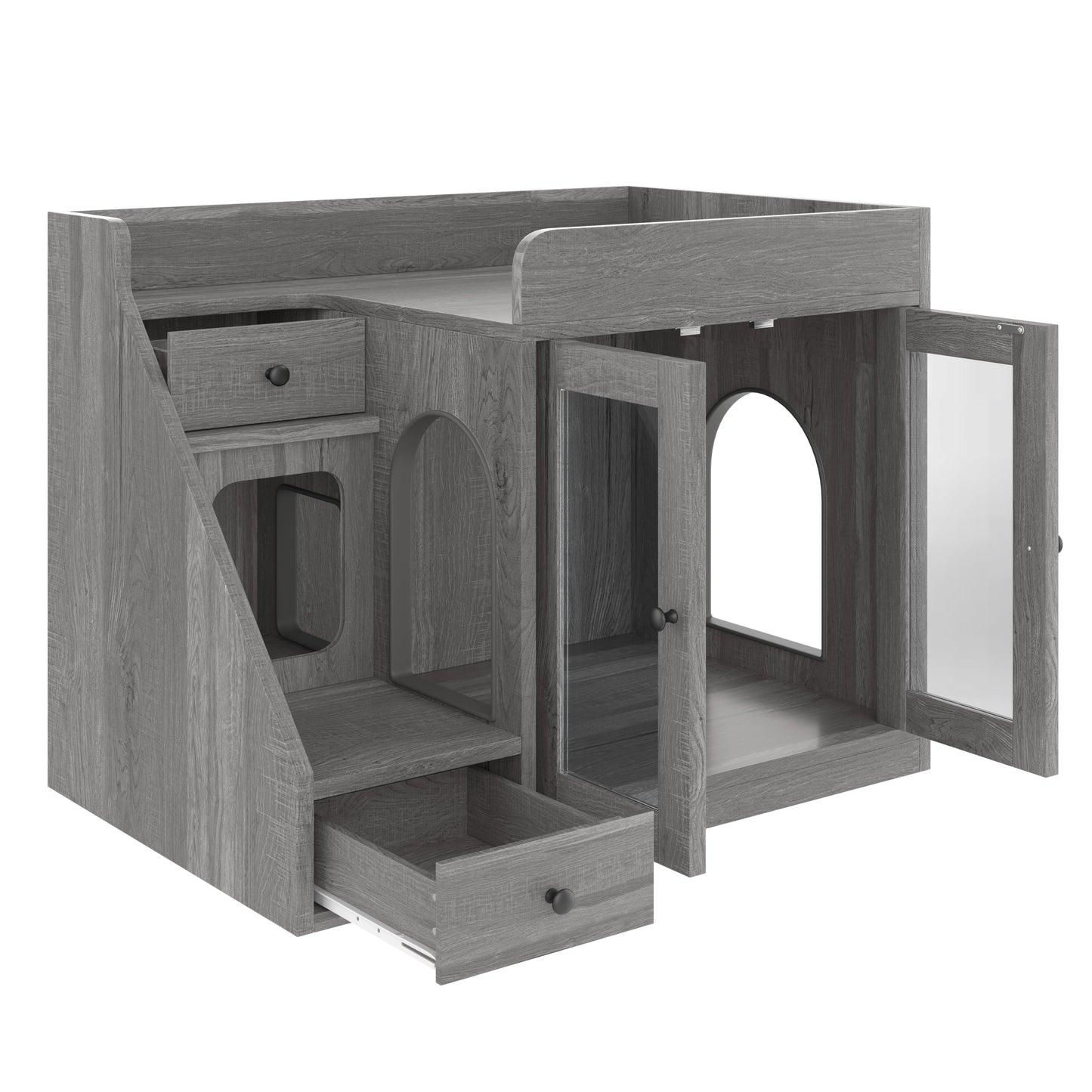 Cat Litter Box Enclosure with  Light , Hidden Litter Box Furniture