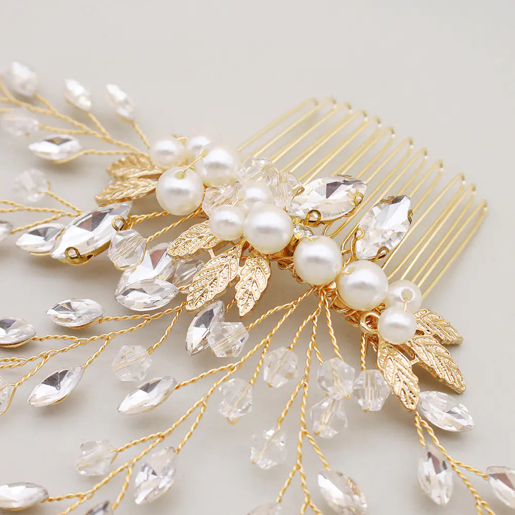 Handmade Pearl Hair Accessory with Sparkling Rhinestones