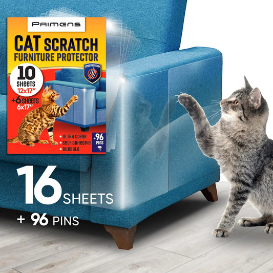 Clear Cat Scratch Shield for Sofas - 16 Durable Sheets
