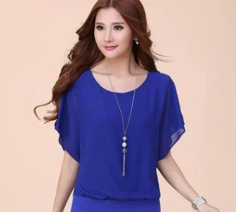Batwing Sleeve Chiffon Blouse for Women