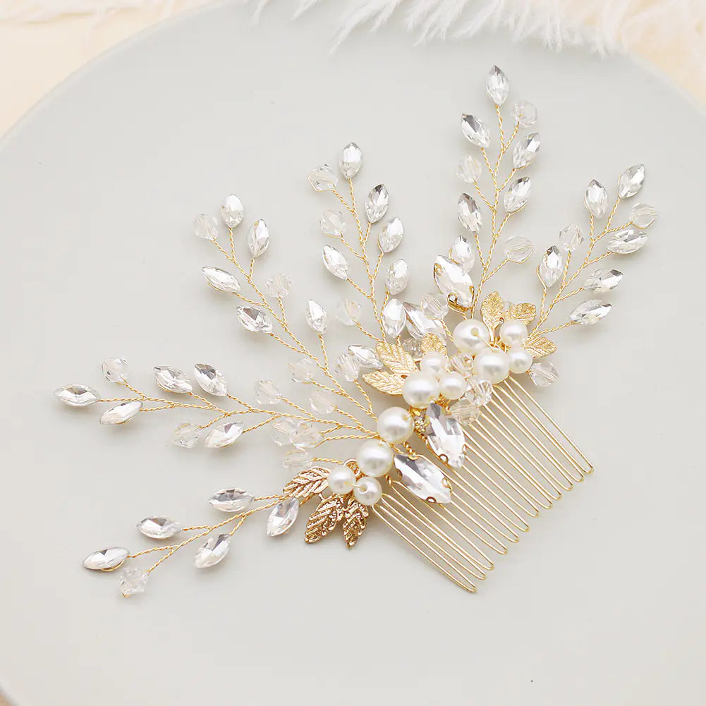 Handmade Pearl Hair Accessory with Sparkling Rhinestones