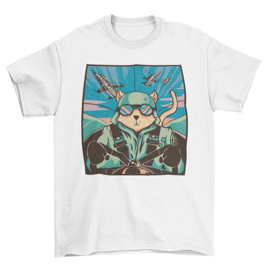 Cat pilot t-shirt