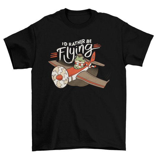Frog pilot animal on airplane t-shirt