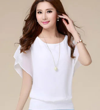 Batwing Sleeve Chiffon Blouse for Women