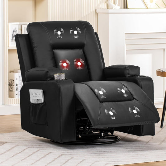 Recliner Chair, Swivel Rocker Recliners, Massage and Heat Reclining