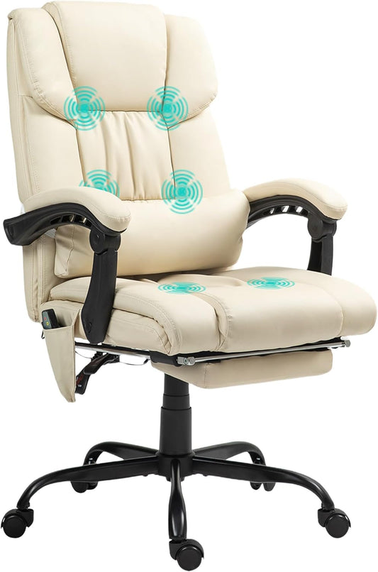 High Back Massage Office Chair with 6 Vibration Points, PU Leather