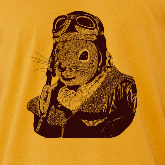 Flying Squirrel Pilot T-shirt, Funny Animal Design, Vintage Aviation