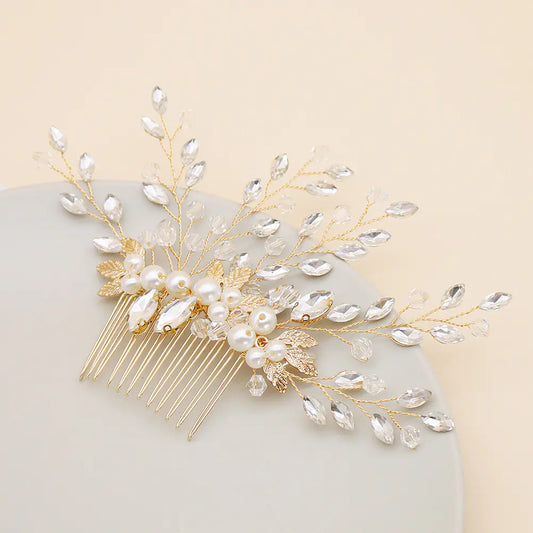 Handmade Pearl Hair Accessory with Sparkling Rhinestones